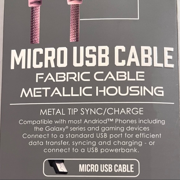 NWT- By Tech- Rapid Charging Micro USB Cable 6ft- Pink Android Compatible - Picture 3 of 3